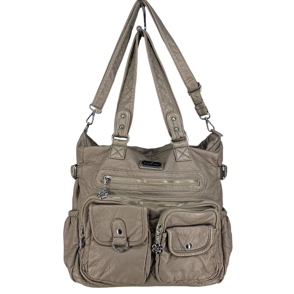 Angel Kiss Crossbody Bag Messenger Shoulder Purse Organizer Buckle Zip Black